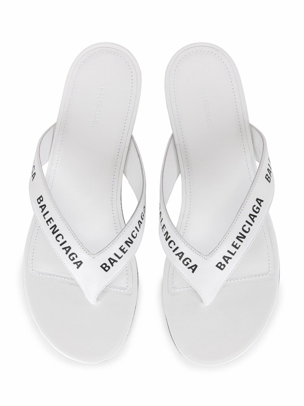 Balenciaga White Logo Strap Thong Sandals - Women